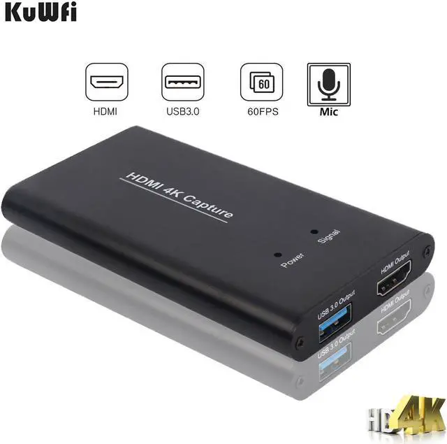 Main image of KuWFi HDMI Capture 4K HDMI to USB3.0 HD Video Converters Game PS4 Streaming Capture Card with MIC Input for OBS/Vmix/Wirecast/skype