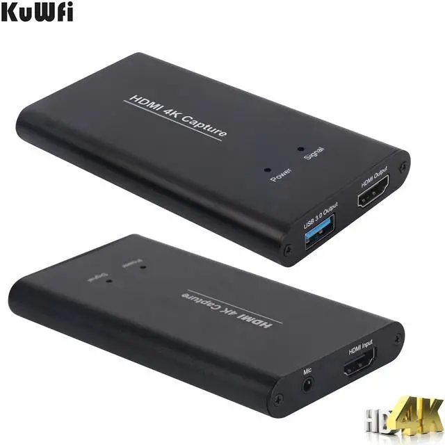 Alt view image 6 of 7 - KuWFi HDMI Capture 4K HDMI to USB3.0 HD Video Converters Game PS4 Streaming Capture Card with MIC Input for OBS/Vmix/Wirecast/skype