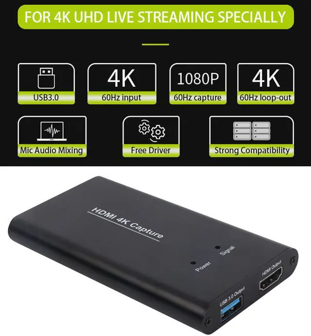 Alt view image 3 of 7 - KuWFi HDMI Capture 4K HDMI to USB3.0 HD Video Converters Game PS4 Streaming Capture Card with MIC Input for OBS/Vmix/Wirecast/skype