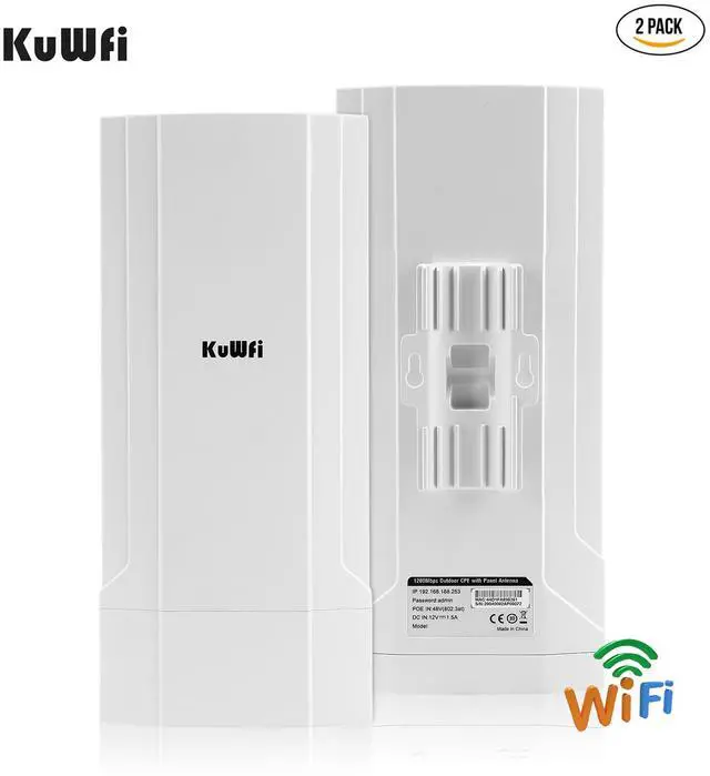 Alt view image 2 of 7 - KuWFi Outdoor AP/CPE Point to Point Bridge High Power Wireless WiFi Access Point with 11AC 1200Mbps 2.4&5.8G Extender WiFi Repeater for IP Camera 48V PoE [2-Pack]