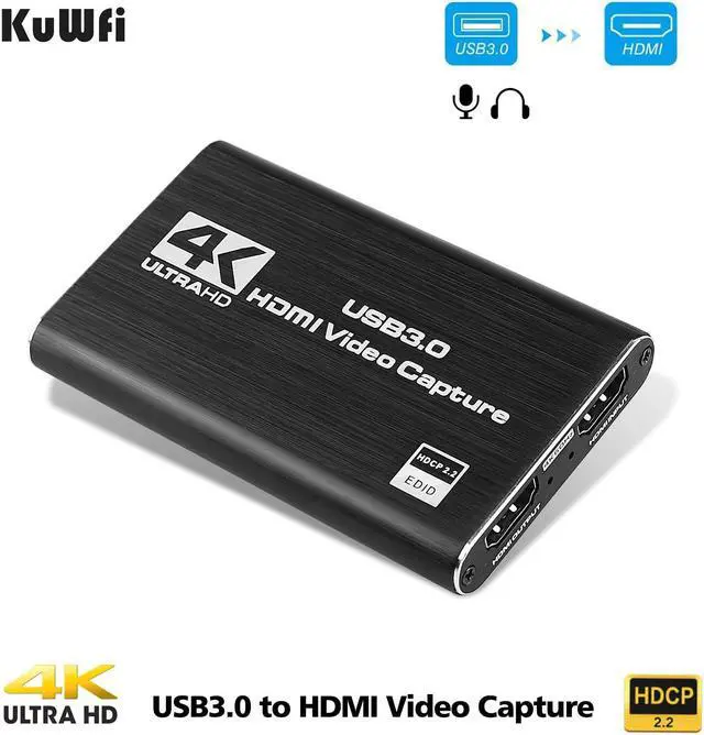 Main image of KuWFi 4K/30Hz Input 1080P Output HDMI Capture Card USB3.0 Driver-Free Game Broadcaster Microphone HD Video 1080P Recording Box