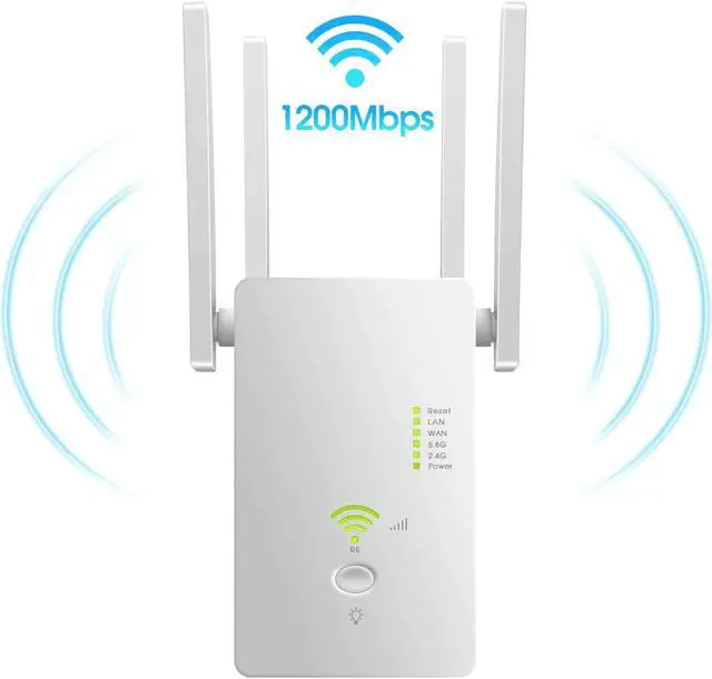 Main image of KuWFi 1200Mbps WiFi Repeater Dual Band Wireless 2,4G/5G WiFi Extender AP Router Wireless Signal Booster with 4 Advanced Antennas for The House 360 Degree Full Coverage Network