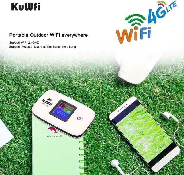 Alt view image 6 of 7 - KuWFi 4G LTE Mobile WiFi Hotspot Unlocked Wireless Internet Router Devices with SIM Card Slot for Travel Support B2/B4/B5/B12/B17 Network Band for AT&T/T-Mobile