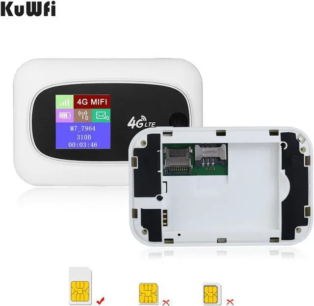 Alt view image 4 of 7 - KuWFi 4G LTE Mobile WiFi Hotspot Travel Router Partner Wireless SIM Routers with SD SIM Card Slot Support LTE FDD/TDD Work for USA/CA/MX Europe Africa Asia Oceania Almost Universal
