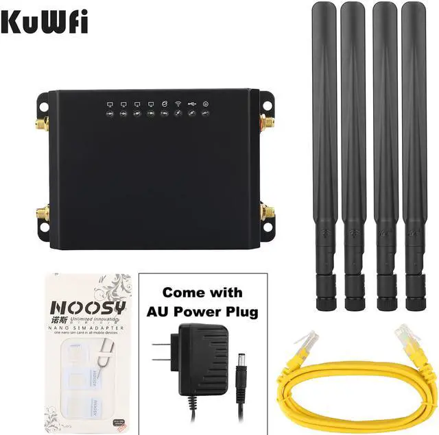 Alt view image 7 of 7 - KuWFi 300Mbps 3G 4G LTE Car WiFi Wireless Router Extender Strong Signal Cat6 WiFi Routers with USB Port SIM Card Slot with External Antenna for USA/CA/MX[Not for Verizon]