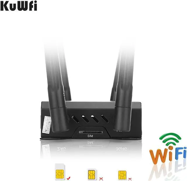 Alt view image 3 of 7 - KuWFi 300Mbps 3G 4G LTE Car WiFi Wireless Router Extender Strong Signal Cat6 WiFi Routers with USB Port SIM Card Slot with External Antenna for USA/CA/MX[Not for Verizon]