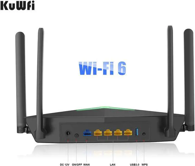 Alt view image 3 of 7 - KuWFi WiFi 6 Router Smart Dual Band WiFi 802.11ax Wireless Internet Gaming Routers with 4 Gigabit Ports Support Beamforming OFDMA MU-MIMO for Home Office