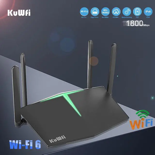 Alt view image 4 of 7 - KuWFi WiFi 6 Router Smart Dual Band WiFi 802.11ax Wireless Internet Gaming Routers with 4 Gigabit Ports Support Beamforming OFDMA MU-MIMO for Home Office