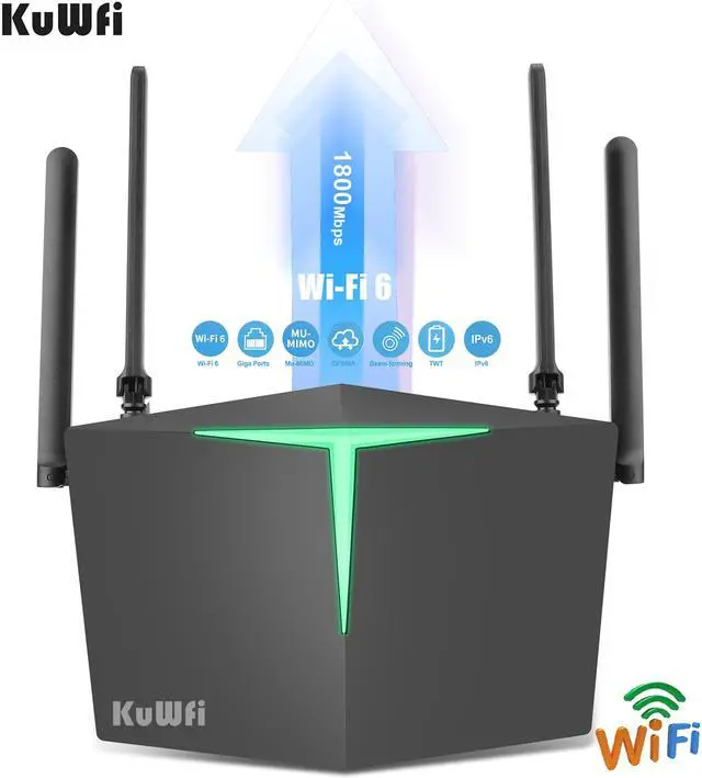 Alt view image 5 of 7 - KuWFi WiFi 6 Router Smart Dual Band WiFi 802.11ax Wireless Internet Gaming Routers with 4 Gigabit Ports Support Beamforming OFDMA MU-MIMO for Home Office