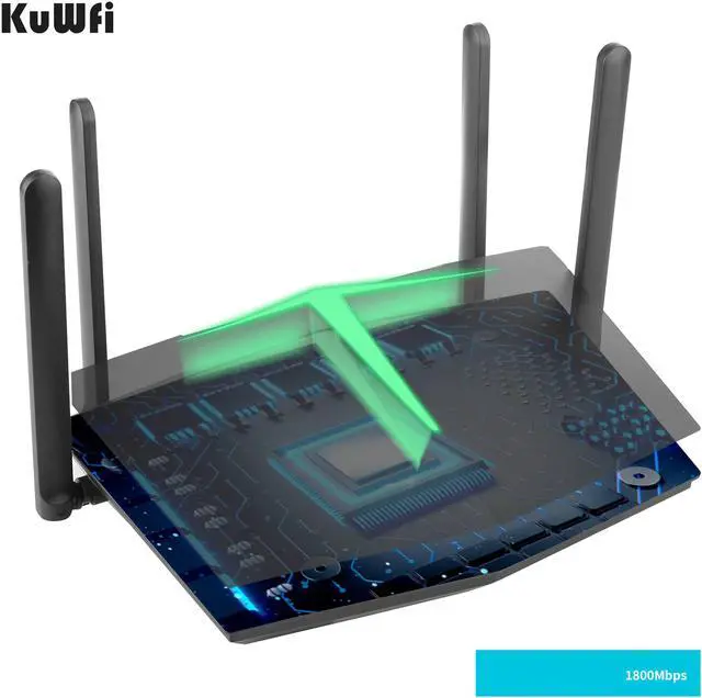 Alt view image 6 of 7 - KuWFi WiFi 6 Router Smart Dual Band WiFi 802.11ax Wireless Internet Gaming Routers with 4 Gigabit Ports Support Beamforming OFDMA MU-MIMO for Home Office