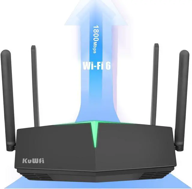 Main image of KuWFi WiFi 6 Router Smart Dual Band WiFi 802.11ax Wireless Internet Gaming Routers with 4 Gigabit Ports Support Beamforming OFDMA MU-MIMO for Home Office