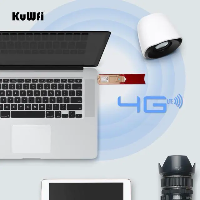 Alt view image 3 of 7 - 4G LTE USB Modem Dongle, KuWFi Portable WiFi Mobile Hotspot Device Unlocked, Wireless Network Adapter with SIM Card Slot for AT&T/T-Mobile in USA/CA/MX