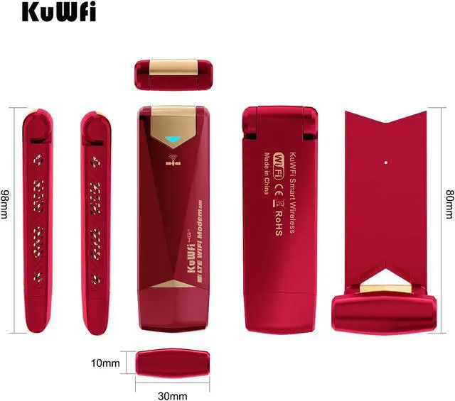 Alt view image 7 of 7 - 4G LTE USB Modem Dongle, KuWFi Portable WiFi Mobile Hotspot Device Unlocked, Wireless Network Adapter with SIM Card Slot for AT&T/T-Mobile in USA/CA/MX