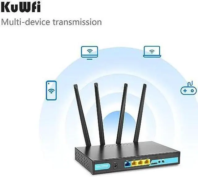 Alt view image 2 of 7 - KuWFi 4G LTE Router with SIM Card Slot, Unlocked 4G WiFi Router with External Antennas, Industrial Wireless CPE Internet Routers for Home/Office, Work with AT&T and T-Mobile
