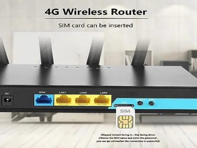 Alt view image 6 of 7 - KuWFi 4G LTE Router with SIM Card Slot, Unlocked 4G WiFi Router with External Antennas, Industrial Wireless CPE Internet Routers for Home/Office, Work with AT&T and T-Mobile