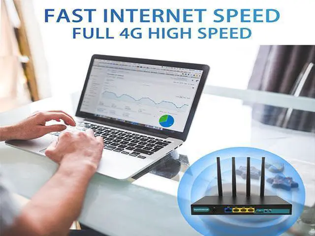 Alt view image 7 of 7 - KuWFi 4G LTE Router with SIM Card Slot, Unlocked 4G WiFi Router with External Antennas, Industrial Wireless CPE Internet Routers for Home/Office, Work with AT&T and T-Mobile