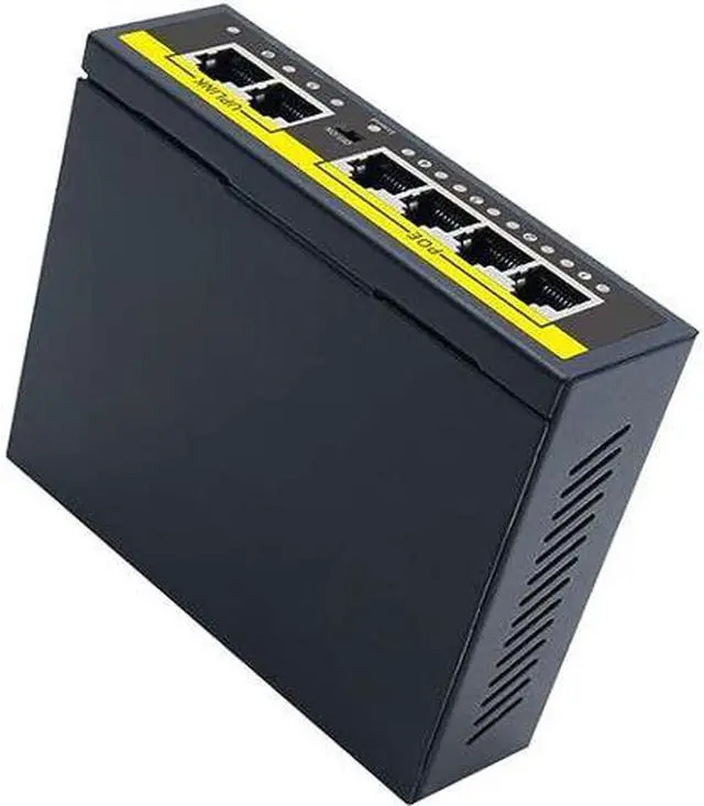 Alt view image 7 of 7 - KuWFi 4 Port Ethernet Network Switch - Office Ethernet Splitter | Plug & Play Active POE Switch with 2 UP-Link Ports 60W