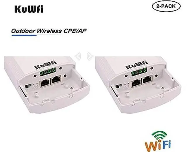 Alt view image 2 of 6 - KuWFi 2-Pack Wireless Ethernet Bridge, Long Range WiFi Access Point 5.8G Outdoor AP CPE Kit IP65 Waterproof WiFi Bridge Point to Point Support PTP/PTMP(Pre-Program)