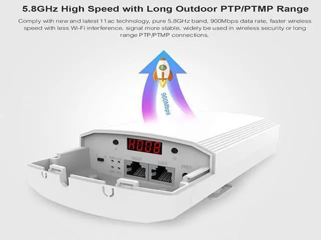 Alt view image 3 of 6 - KuWFi 2-Pack Wireless Ethernet Bridge, Long Range WiFi Access Point 5.8G Outdoor AP CPE Kit IP65 Waterproof WiFi Bridge Point to Point Support PTP/PTMP(Pre-Program)