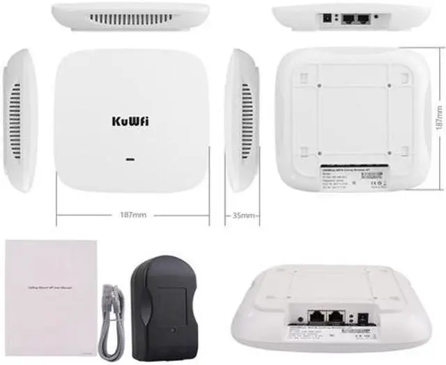 Alt view image 6 of 6 - KuWFi 1800Mbps WiFi 6 Router Wireless Ceiling AP WiFi Range Extender Wireless Access Point Dual Band 2.4Ghz&5.8Ghz LAN 48V POE