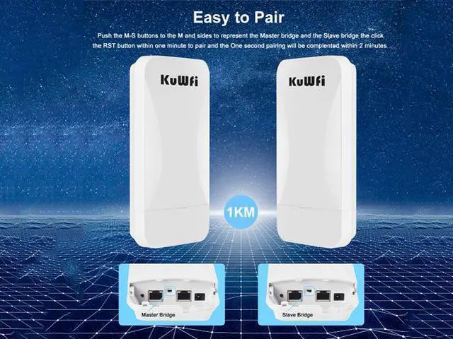Alt view image 4 of 5 - KuWfi Wifi Router 300Mbps Outdoor Wireless Bridg 2.4G Wireless Repeater/Wifi Signal Amplifier Wifi Extender Point to Point 1KM