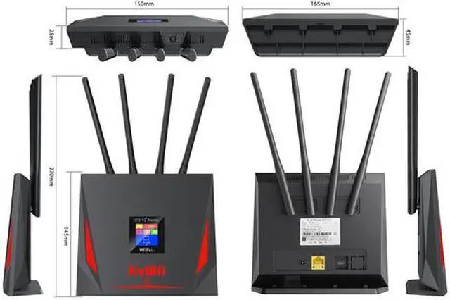 Alt view image 5 of 5 - Kuwfi 4g Lte Router 150Mbps Wireless Wifi Mobile Hotspot with RJ45 WAN LAN Port FDD TDD With SIM Card Slot 4 High Gain Antennas