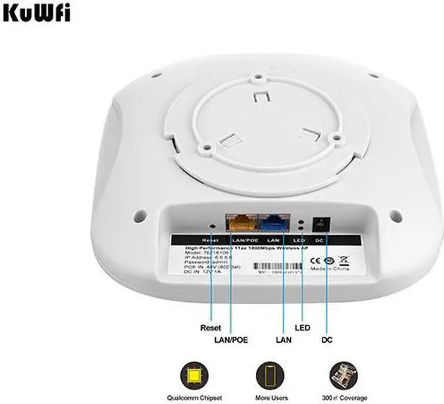 Alt view image 4 of 5 - KuWFi 1800Mbps WiFi 6 Router Wifi POE Access Point Wifi Mesh Wireless Ceiling AP 2.4G&5.8G Gigabit Access Point Signal Amplifier
