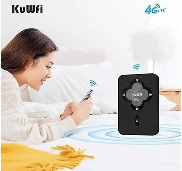 Alt view image 4 of 5 - Portable WiFi Hotspot for Travel, KuWFi 4G LTE Mobile WiFi Hotspot Unlocked Wi-Fi Router Device with SIM Card Slot, Support B2/B4/B5/B12/B17 for AT&T/T-Mobile