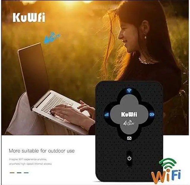 Alt view image 5 of 5 - Portable WiFi Hotspot for Travel, KuWFi 4G LTE Mobile WiFi Hotspot Unlocked Wi-Fi Router Device with SIM Card Slot, Support B2/B4/B5/B12/B17 for AT&T/T-Mobile