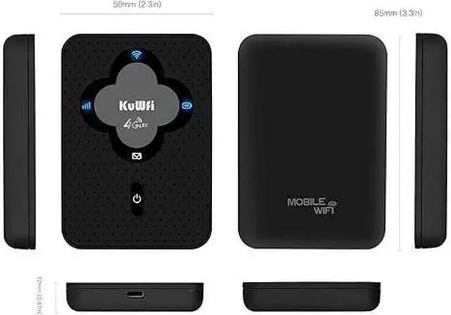 Alt view image 3 of 5 - Portable WiFi Hotspot for Travel, KuWFi 4G LTE Mobile WiFi Hotspot Unlocked Wi-Fi Router Device with SIM Card Slot, Support B2/B4/B5/B12/B17 for AT&T/T-Mobile