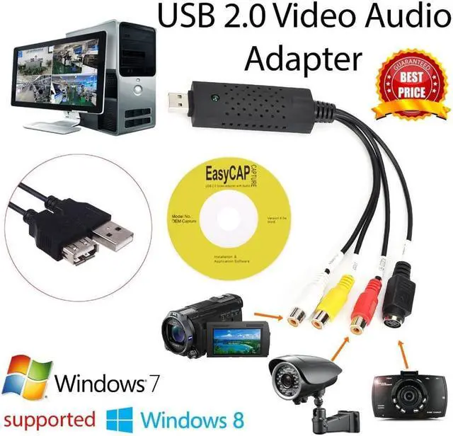 Alt view image 6 of 6 - EasyCap Video DVR USB 2.0 Video Adapter USB 2.0 Capture Card Video TV DVD VHS Audio Capture Card 3 in 1 VHS to DVD Adapter Converter PC PS3 XBOX for win 7 8 32 64