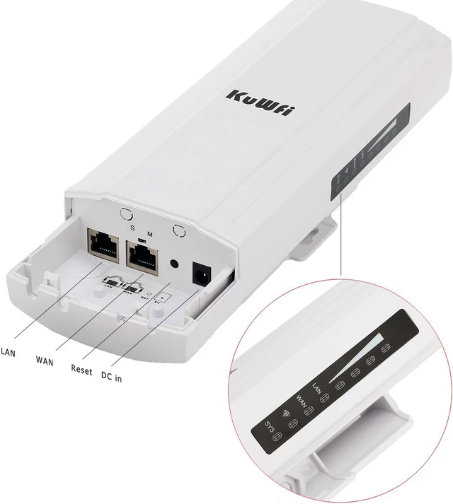 Alt view image 6 of 6 - KuWfi CPE830SR 1000mW High Power Wireless Router 14dBi Antenna PoE Support point to point 3km Wifi Range Wireless Outdooe CPE 300Mbps Wifi Repeater Bridge Wireless Gateway Outdoor Application