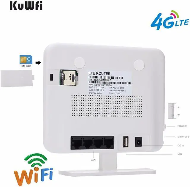 Alt view image 2 of 7 - KuWFi 4G LTE CPE Router,300Mbps Unlocked 4G LTE CPE Wireless Router Antenna 3G 4G AP WiFi Router WFi Hotspot SIM Card Solt USA/CA/Mexico B2/B4/B5/B17 Network Band