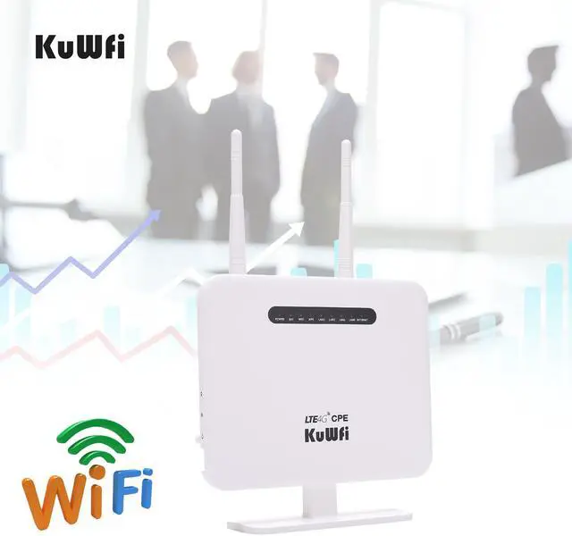 Alt view image 7 of 7 - KuWFi 4G LTE CPE Router,300Mbps Unlocked 4G LTE CPE Wireless Router Antenna 3G 4G AP WiFi Router WFi Hotspot SIM Card Solt USA/CA/Mexico B2/B4/B5/B17 Network Band