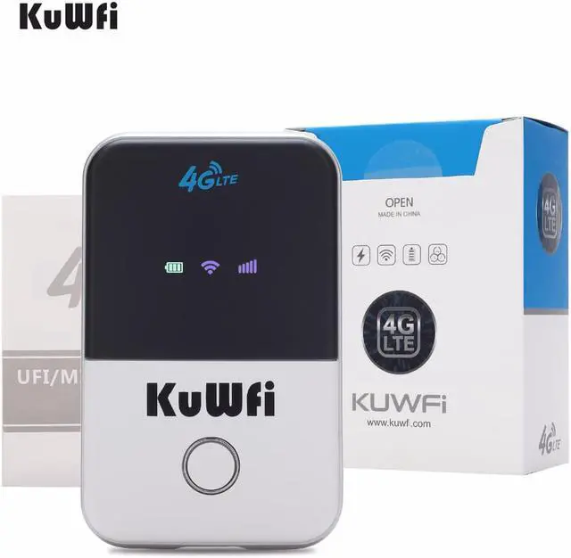 Alt view image 6 of 7 - KuWFi 4G LTE Mobile WiFi Hotspot Unlocked Travel Partner Wireless 4G Router with SIM Card Slot Support LTE FDD B2/B4/B5/B12/B17 Network Band for AT&T/T-Mobile