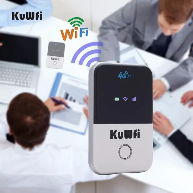 Alt view image 7 of 7 - KuWFi 4G LTE Mobile WiFi Hotspot Unlocked Travel Partner Wireless 4G Router with SIM Card Slot Support LTE FDD B2/B4/B5/B12/B17 Network Band for AT&T/T-Mobile