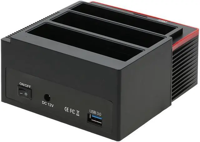 Alt view image 4 of 7 - KuWfi 2.5"/3.5" USB 3.0 to 2 SATA Ports 1 IDE Port External HDD Hard Drive Docking Station Card Reader USB3.0 Hub with OTB/OTC Offline