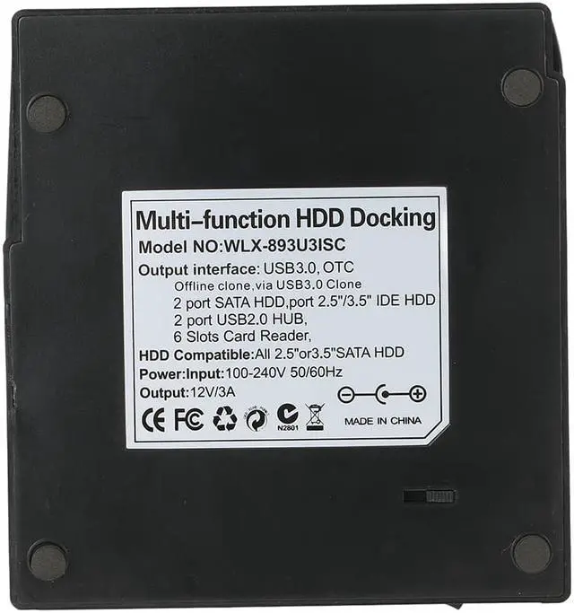 Alt view image 5 of 7 - KuWfi 2.5"/3.5" USB 3.0 to 2 SATA Ports 1 IDE Port External HDD Hard Drive Docking Station Card Reader USB3.0 Hub with OTB/OTC Offline