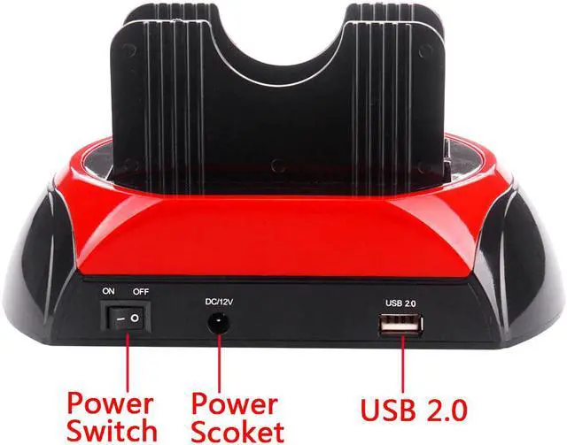 Alt view image 3 of 7 - KuWfi HDD Enclosure 2.5" 3.5" IDE SATA OTB USB 2.0 Support Offline Work HDD Docking Station EU Black & Red Case