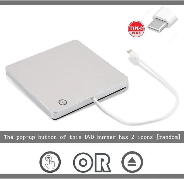 Alt view image 3 of 7 - External CD DVD Drive Burner Player USB3.0 Type-C Portable Slim DVD/CD ROM Superdrive +/- RW Rewriter/Writer/Reader with High Speed Data for Laptop/Desktop Support Windows/Mac OSX