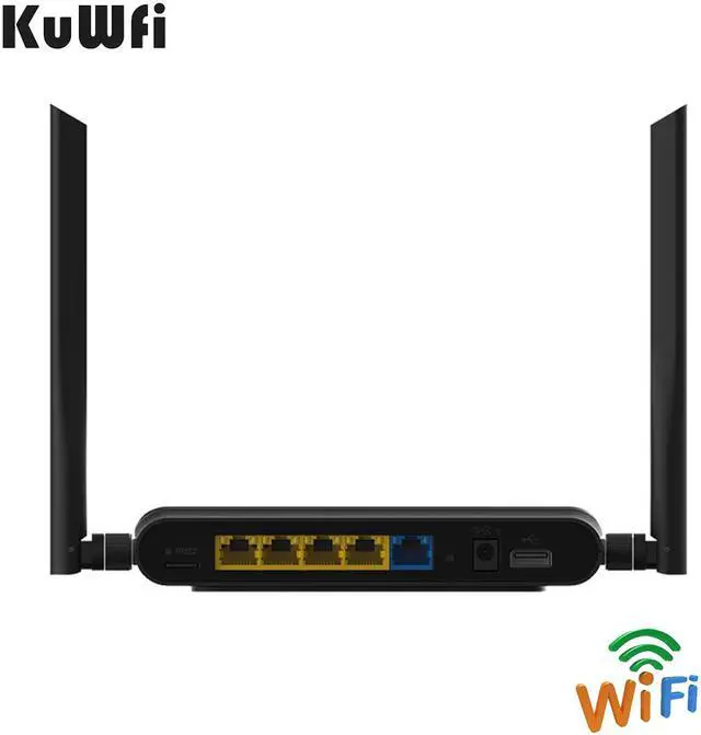 Alt view image 3 of 7 - KuWFi Dual Band WiFi Router 2.4Ghz/5Ghz 11AC Smart WiFi Repeater with External Antennas 1200mbps Enterprise Wireless Network Access Point for Home