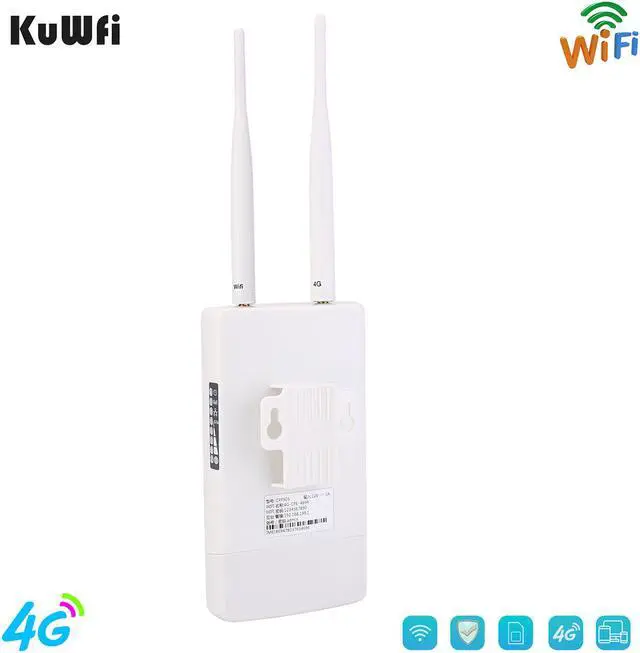 Alt view image 2 of 20 - KuWFi Waterproof Outdoor 4G LTE CPE SIM Card WiFi Router 150Mbps CAT4 SIM LTE Routers Work with IP Camera or Outside WiFi Coverage with 2pcs Antenna Only Work with SIM Card Mode