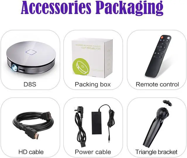 Alt view image 7 of 7 - KuWFi 3D 4K HD Portable Video Projector Support HDMI&1080P&Bluetooth&Wireless WiFi with 12000Mah Built-in Battery for Home Theater