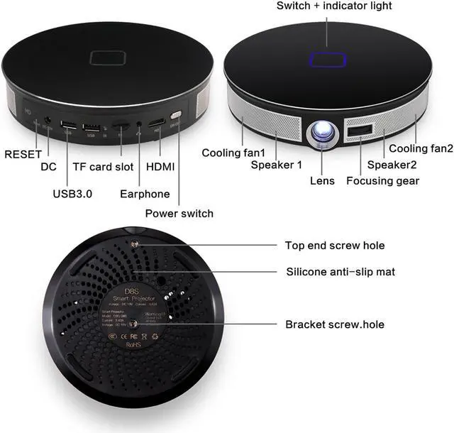 Alt view image 5 of 7 - KuWFi 3D 4K HD Portable Video Projector Support HDMI&1080P&Bluetooth&Wireless WiFi with 12000Mah Built-in Battery for Home Theater