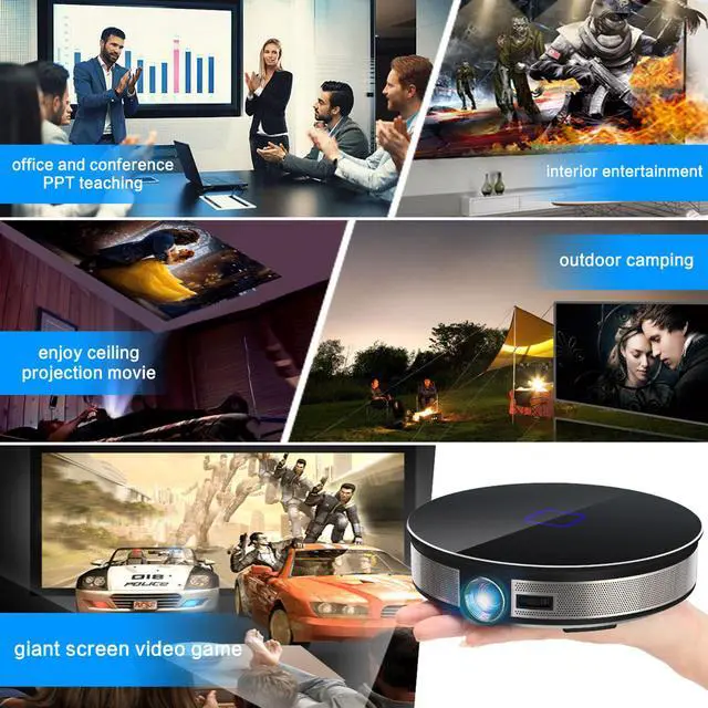 Alt view image 4 of 7 - KuWFi 3D 4K HD Portable Video Projector Support HDMI&1080P&Bluetooth&Wireless WiFi with 12000Mah Built-in Battery for Home Theater