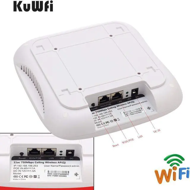Alt view image 3 of 7 - KuWFi A770 Ceiling Mount Wireless Access Point, Dual Band Wireless Wi-Fi AP Router with 48V POE Long Range Wall Mount Ceiling Router supply a stable wireless coverage