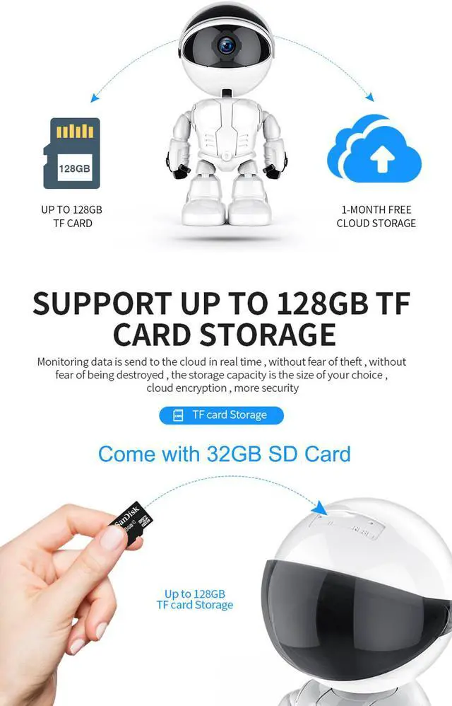 Alt view image 2 of 7 - KuWFi Cloud Home Security IP Camera Robot Intelligent Auto Tracking Camera Wireless WiFi Baby Video Monitor Surveillance Camera 1080P
