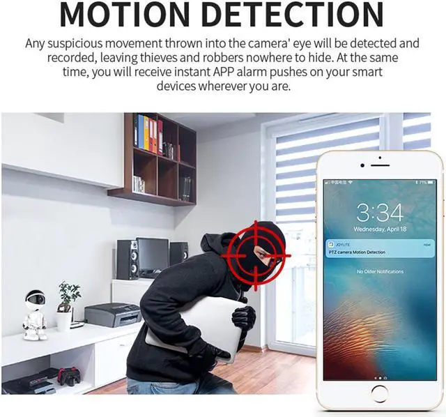 Alt view image 4 of 7 - KuWFi Cloud Home Security IP Camera Robot Intelligent Auto Tracking Camera Wireless WiFi Baby Video Monitor Surveillance Camera 1080P