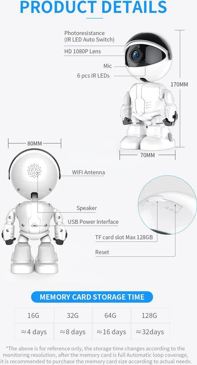 Alt view image 6 of 7 - KuWFi Cloud Home Security IP Camera Robot Intelligent Auto Tracking Camera Wireless WiFi Baby Video Monitor Surveillance Camera 1080P