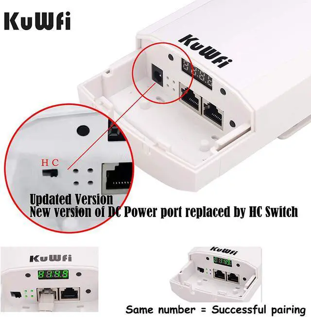 Alt view image 3 of 7 - KuWFi Point to Point Wireless Long Range WiFi Bridge 2.4G 300Mbps Access Point Indoor/Outdoor AP CPE Kit for PTP/PTMP (Pre-Program WDS)
